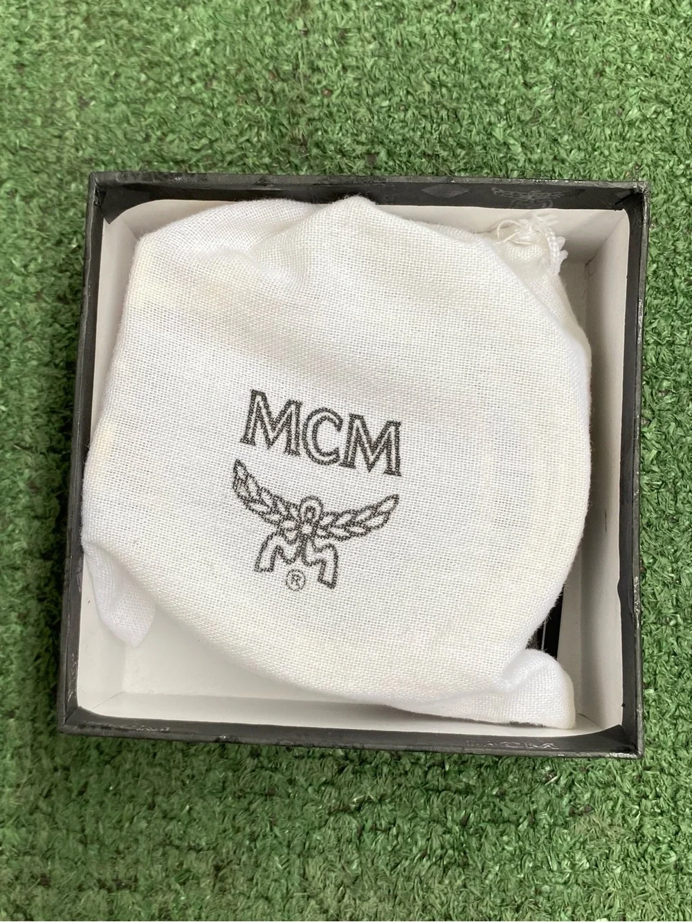 MCM White Leather Belt with Gold 'M' Logo Buckle